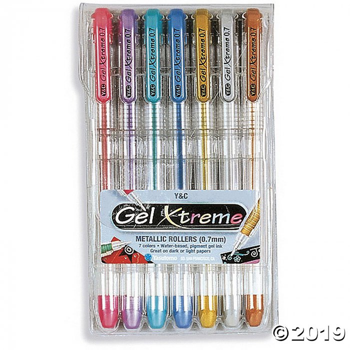 Gel Xtreme Metallic Pens .7mm 7/Pkg-Blue, Green, Gold, Pink
