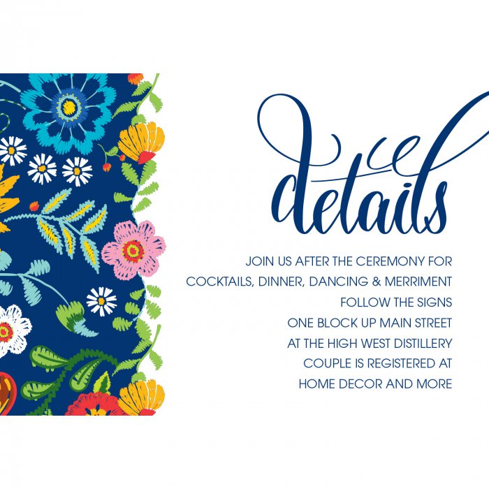 Personalized Mexican Floral Wedding Reception Cards (25 Piece(s))