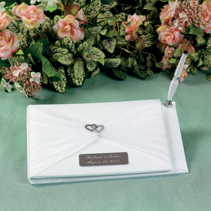 Personalized Two Hearts Wedding Guest Book & Pen Set (1 Set(s))