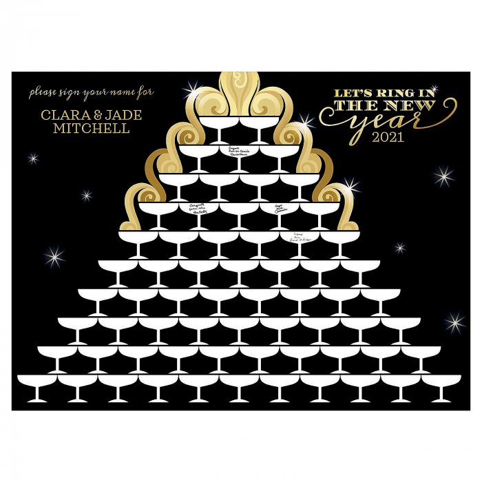Personalized New Year's Eve Champagne Tower Guest Book Sign (1 Piece(s))