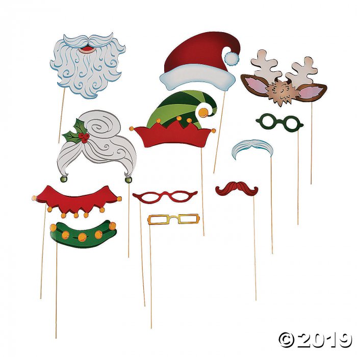 Santa & Elf Costume Photo Stick Props (Per Dozen)
