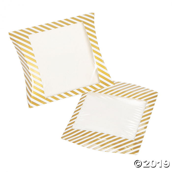 Gold Stripe Pillow Boxes with Window (24 Piece(s))