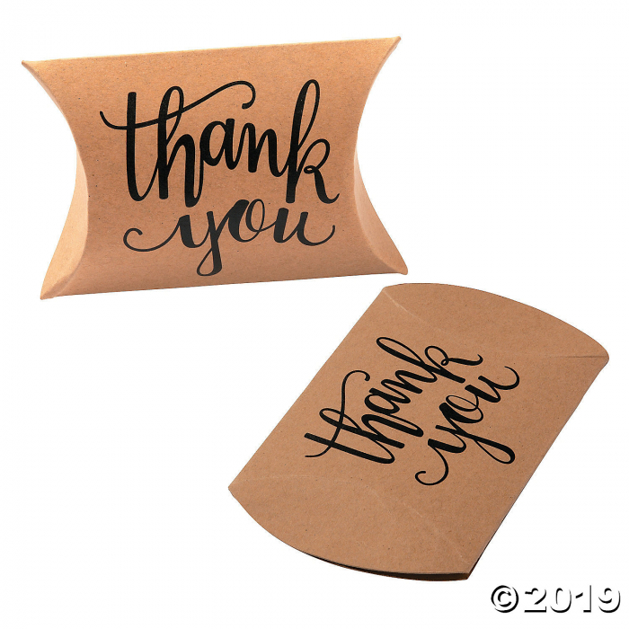 Kraft Paper Thank You Pillow Boxes (Per Dozen) Kraft Paper Thank You Pillow Boxes (Per Dozen)