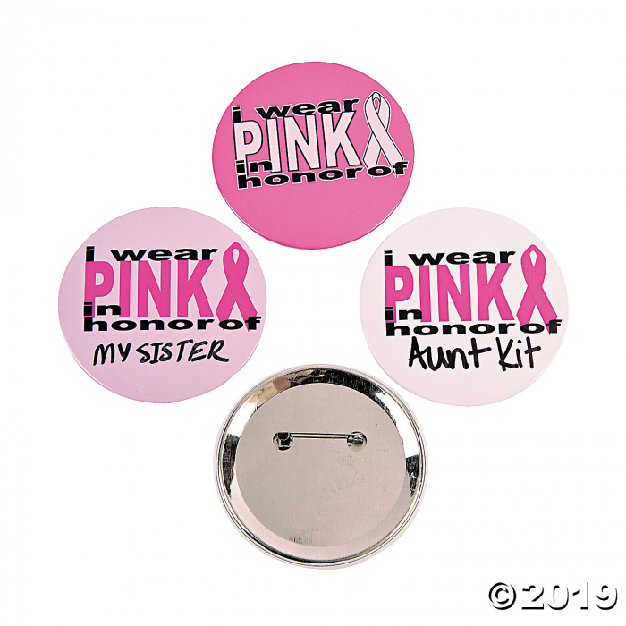 I Wear Pink in Honor Of Breast Cancer Awareness Buttons (24 Piece(s))