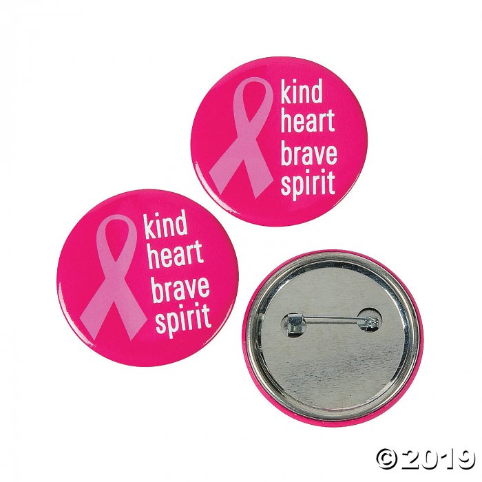 Kind Heart Brave Spirit Pink Ribbon Buttons (24 Piece(s))