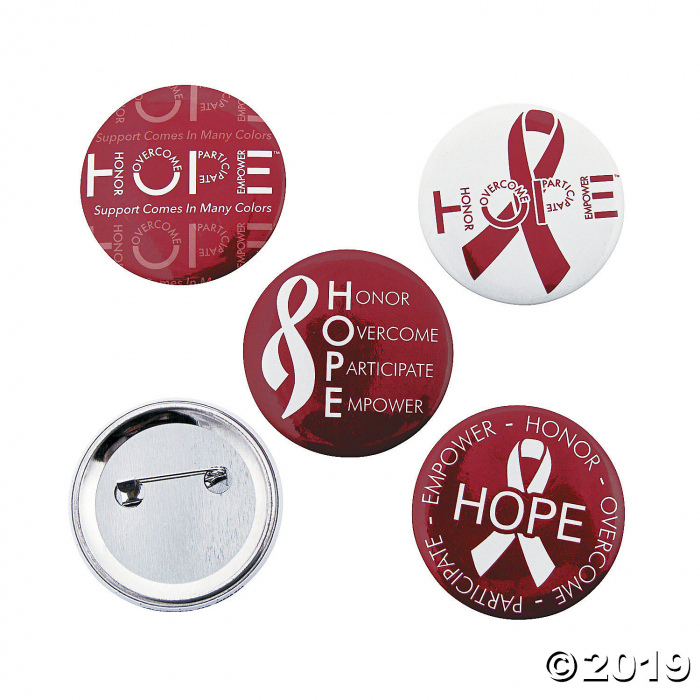 Burgundy Hope Buttons (Per Dozen)