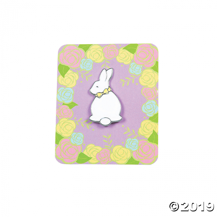 Easter Bunny Enamel Pins on Card (Per Dozen)