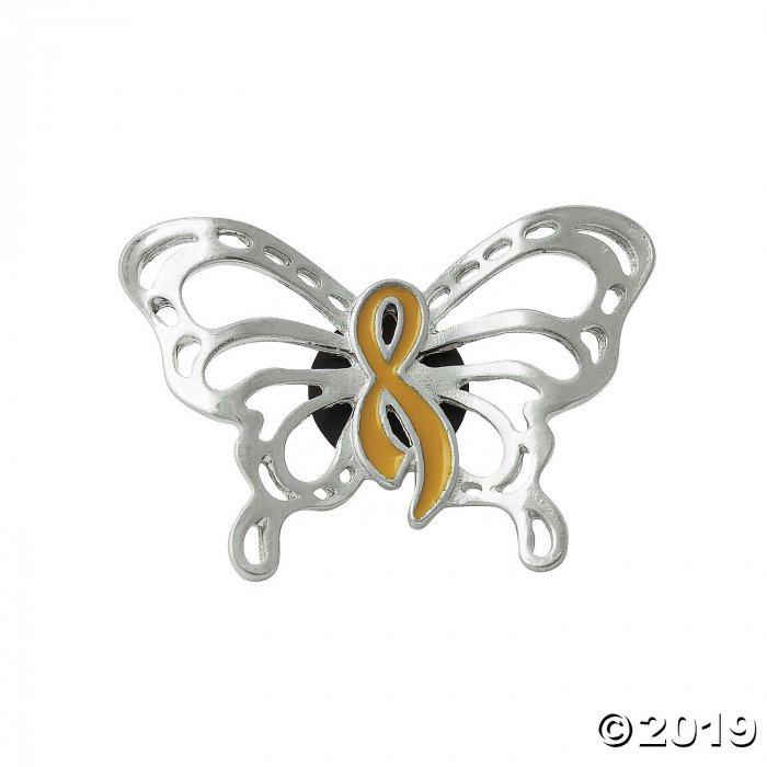 Gold Awareness Ribbon Butterfly Pins (Per Dozen)
