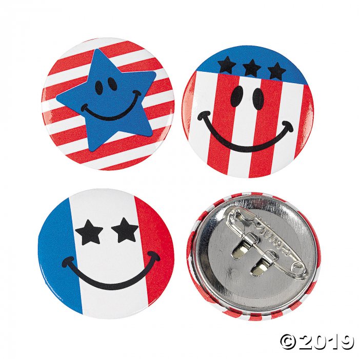 Patriotic Smile Face Mini Buttons (48 Piece(s))