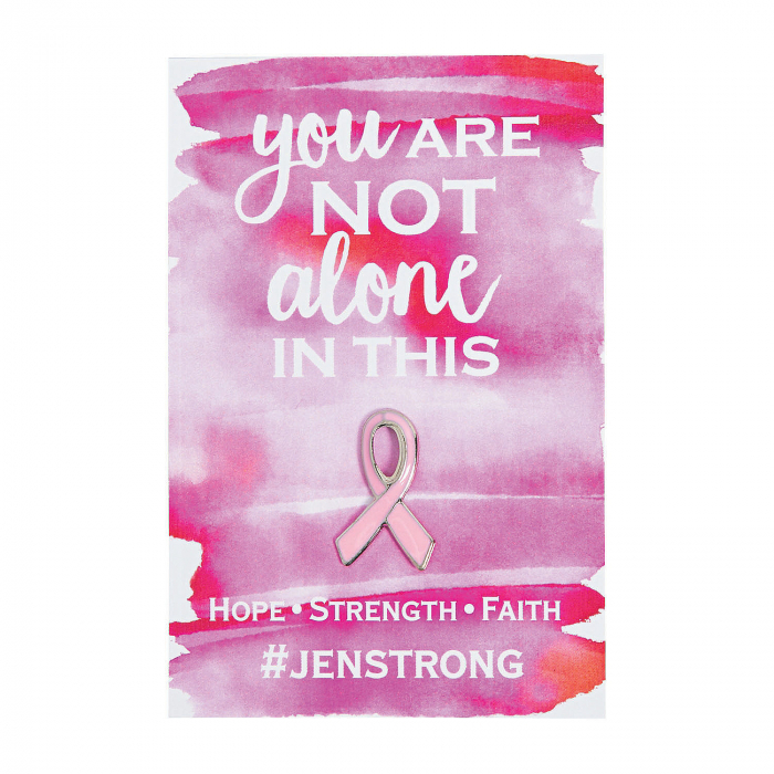 Personalized Pink Ribbon Pins on Cards (Per Dozen)