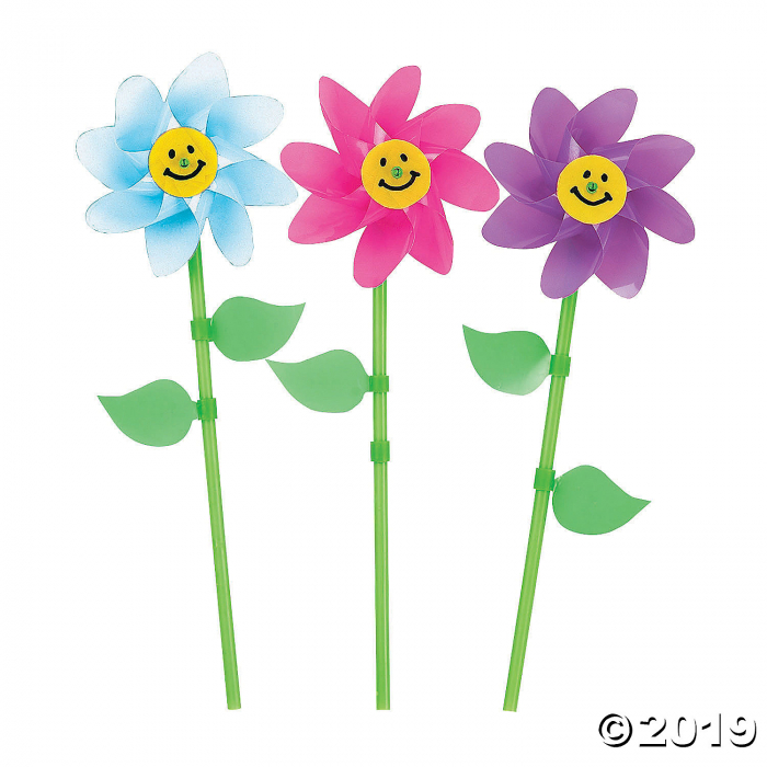 Smile Face Flower Pinwheels (36 Piece(s))