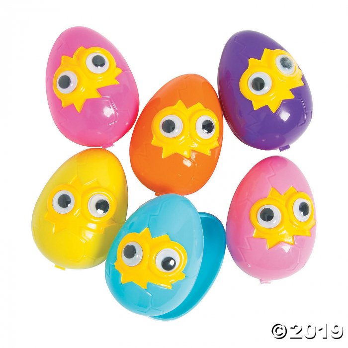 Hatching Plastic Easter Eggs with Googly Eyes - 12 Pc. (Per Dozen)