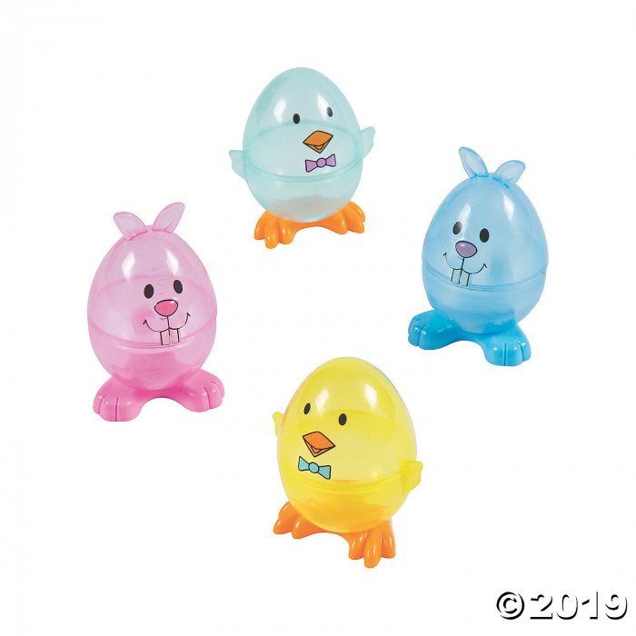 Transparent Chick & Bunny Plastic Easter Eggs - 12 Pc. (Per Dozen)