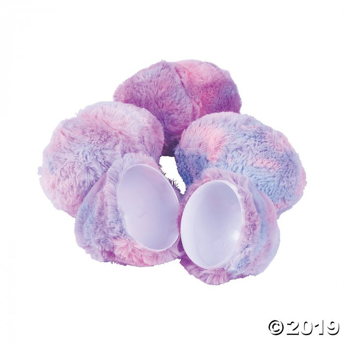 Purple Plush Covered Plastic Easter Eggs - 6 Pc.