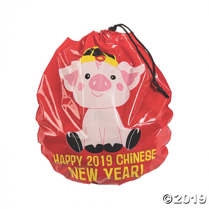Year of the Pig Plastic Drawstring Goody Bags (24 Piece(s))