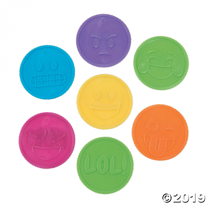 Plastic Emoji Coins (144 Piece(s)) | GlowUniverse.com