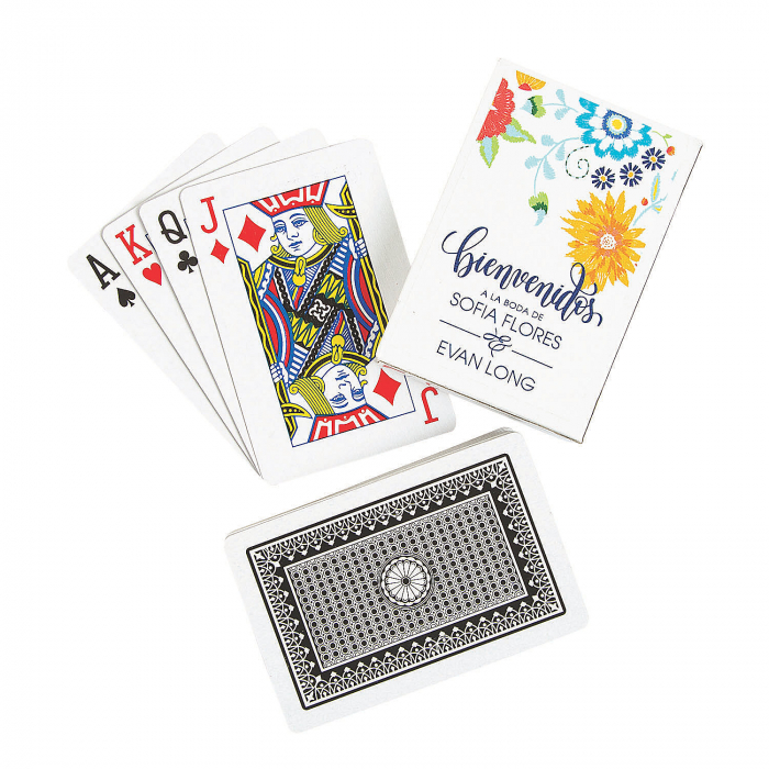 Mexican Floral Wedding Playing Cards with Personalized Box (Per Dozen)