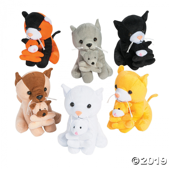 Stuffed Cats Holding Kittens (Per Dozen)