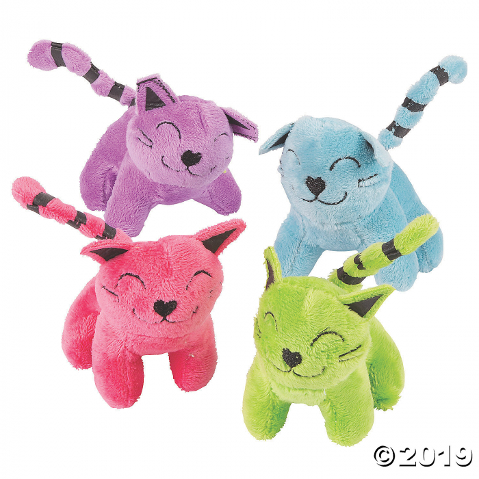 Colorful Stuffed Cat Assortment (Per Dozen)