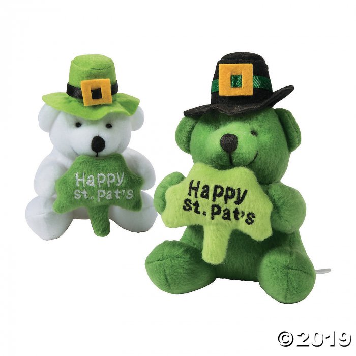 St. Patrick's Day Stuffed Bears with a Shamrock (Per Dozen)