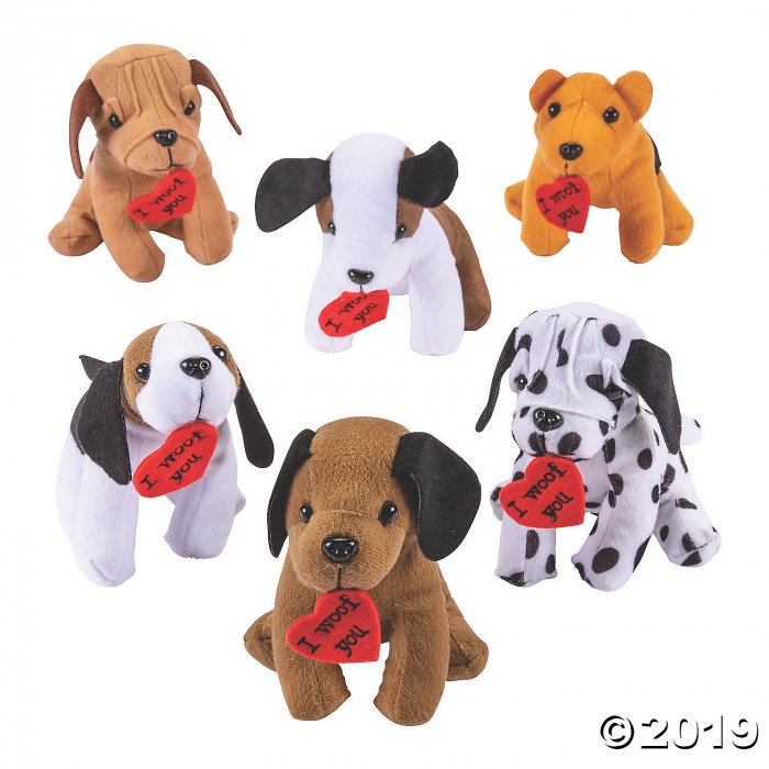 Realistic Stuffed Dogs with Heart (Per Dozen)