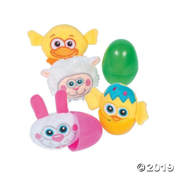 Plush Easter Character-Filled Plastic Easter Eggs - 12 Pc. (Per Dozen)