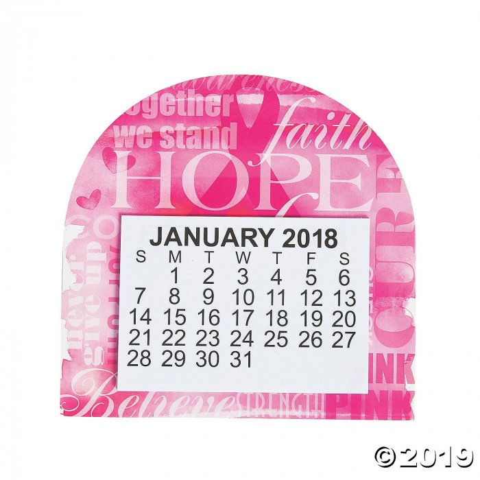2018 Breast Cancer Awareness Ribbon Faith Calendar Magnets (Per Dozen)