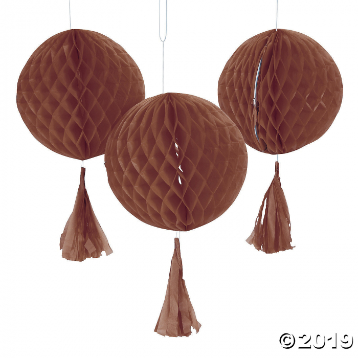 Copper Honeycomb Tissue Balls with Tassel - 12 (1 Set(s)) Copper Honeycomb Tissue Balls with Tassel - 12 (1 Set(s))