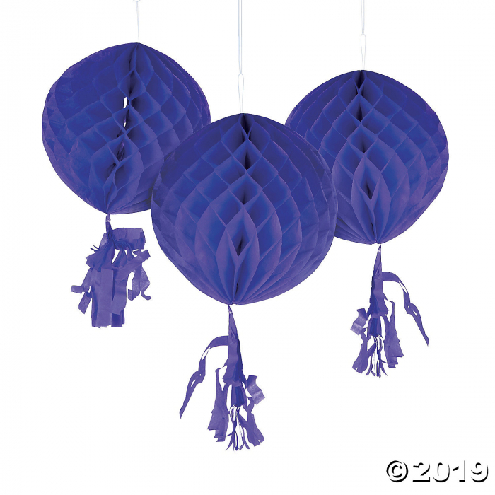 Purple Honeycomb Tissue Balls with Tassel (1 Set(s))