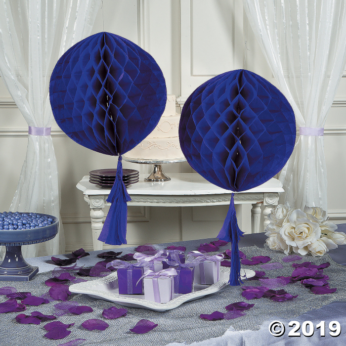 Purple Honeycomb Tissue Balls with Tassel (1 Set(s))