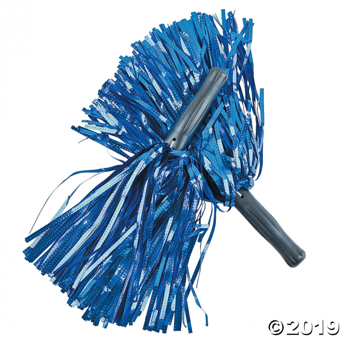 Blue Metallic Pom-Poms - 12 Pc. (Per Dozen)