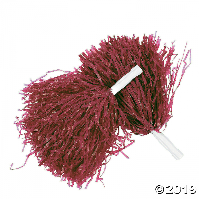 Burgundy Team Spirit Pom-Poms - 12 Pc. (Per Dozen) | GlowUniverse.com