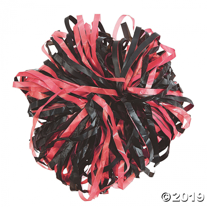 Red & Black Two-Tone Spirit Pom-Poms - 24 Pc.