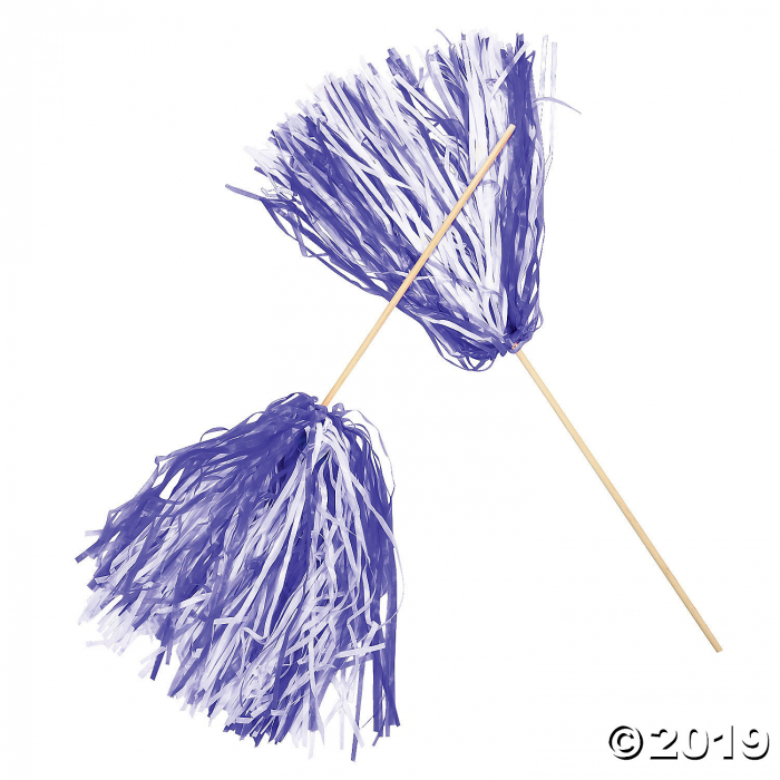 Purple & White Two-Tone Spirit Pom-Poms - 24 Pc.