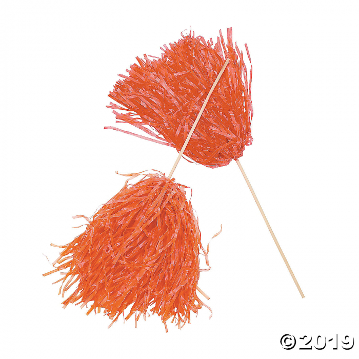 Orange Spirit Pom-Poms - 24 Pc.