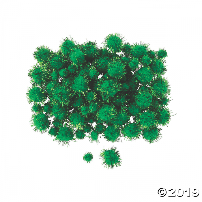 Green Tinsel Pom-Poms (100 Piece(s))
