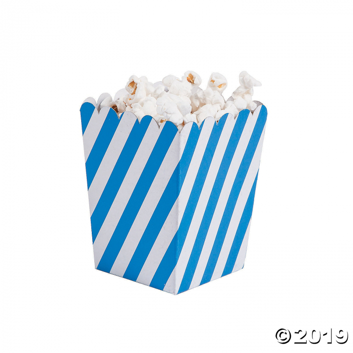 Mini Striped Blue & White Popcorn Boxes (24 Piece(s)) Mini Striped Blue & White Popcorn Boxes (24 Piece(s))