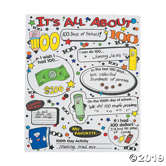 Color Your Own It's All About 100th Day of School Poster Set (30 Sheet(s))