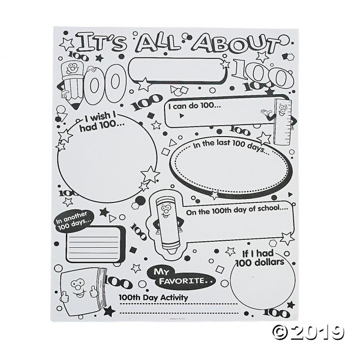 Color Your Own It's All About 100th Day of School Poster Set (30 Sheet(s))