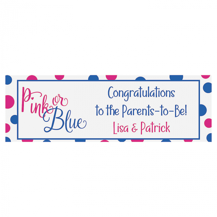 Personalized Pink or Blue Gender Reveal Banner - Small (1 Piece(s))