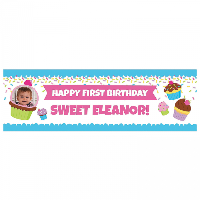 Custom Photo Medium Cupcake Party Vinyl Banner (1 Piece(s))