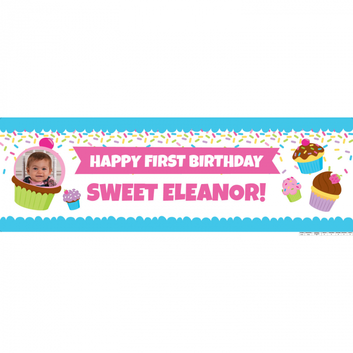 Custom Photo Medium Cupcake Party Vinyl Banner (1 Piece(s))