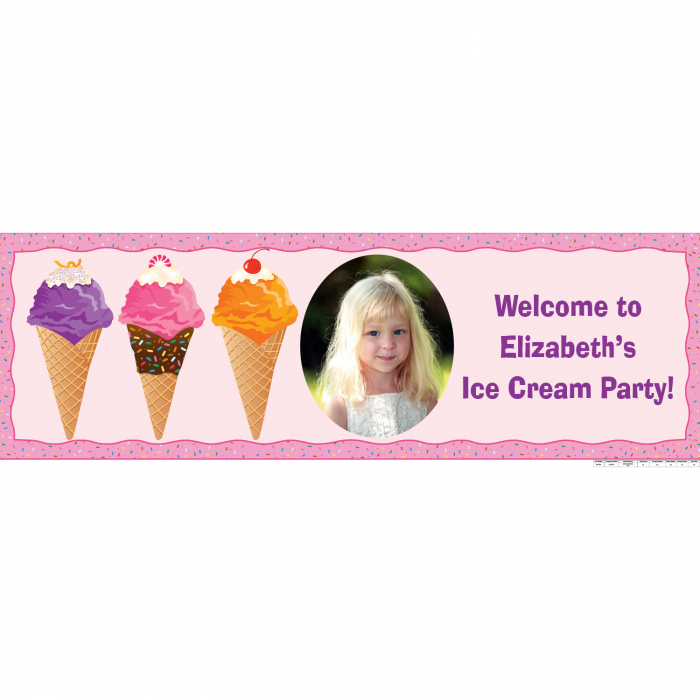 Medium Ice Cream Party Custom Photo Banner (1 Piece(s))