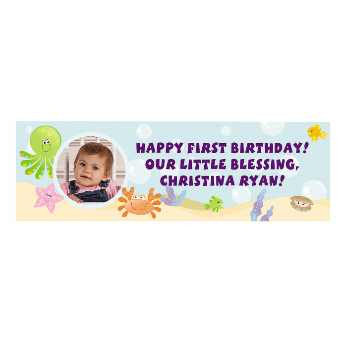 Custom Photo Medium 1st Birthday Under the Sea Vinyl Banner ...