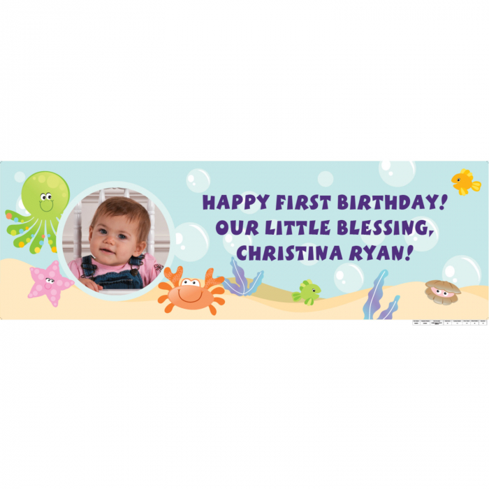 Custom Photo Medium 1st Birthday Under the Sea Vinyl Banner ...