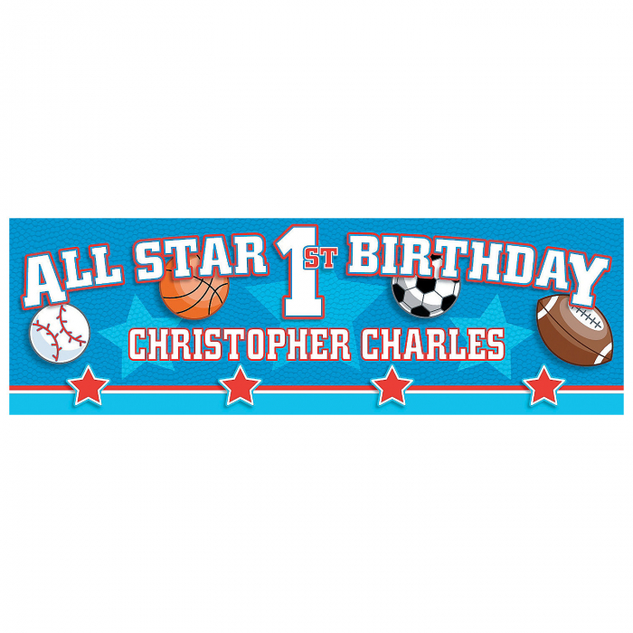 Personalized Medium All Star 1st Birthday Vinyl Banner (1 Piece(s))