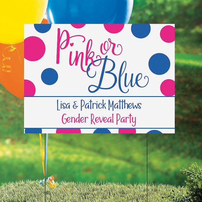 Pink & Blue Gender Reveal Personalized Vinyl Yard Sign (1 Piece(s))