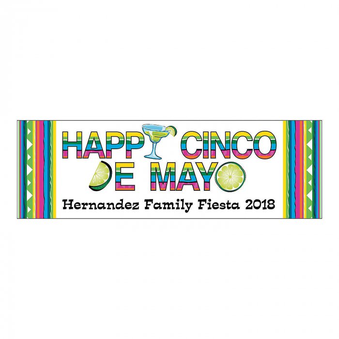 Personalized Medium Happy Cinco De Mayo Vinyl Banner (1 Piece(s))