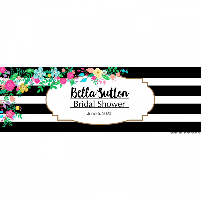 Personalized Medium Black & White Stripe Bridal Shower Vinyl Banner (1 Piece(s))