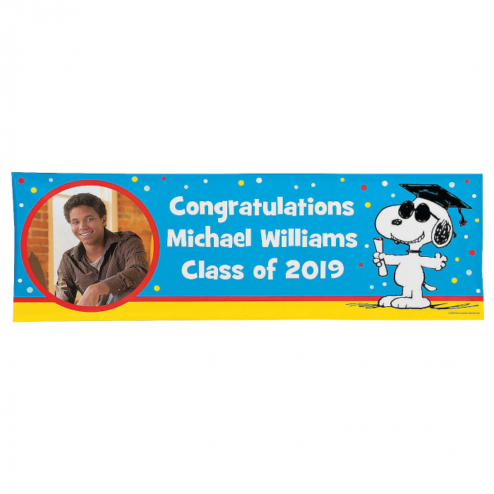 Custom Photo Small Peanuts® Graduation Vinyl Banner (1 Piece(s))